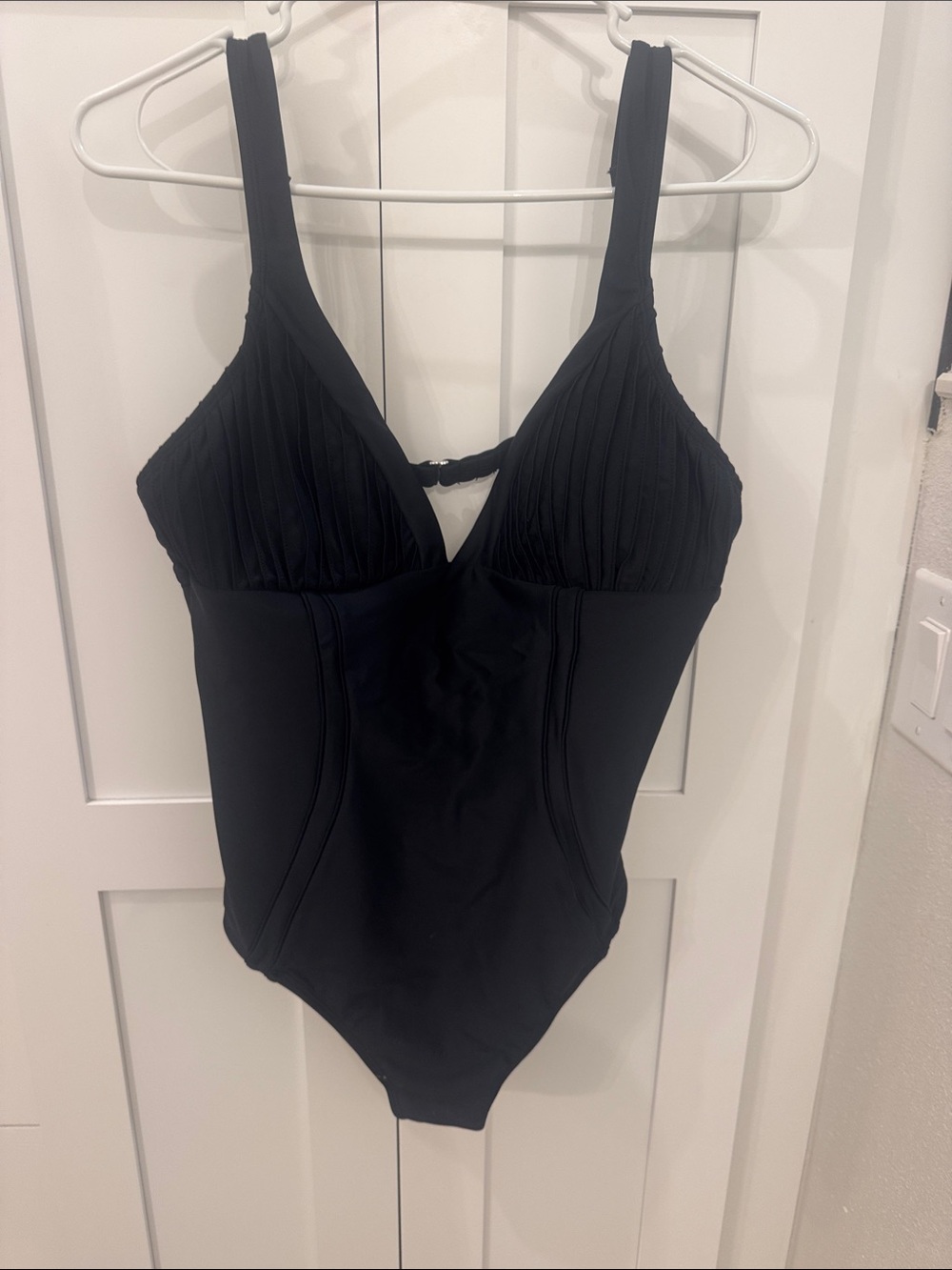 Black One-Piece Swimsuit - Classic Ruched Bodice Women’s XL